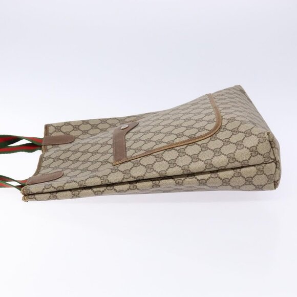 GUCCI GG Supreme Web Sherry Line Tote Bag PVC Beige Red 39 02 003 Auth 136269 - Picture 4 of 16